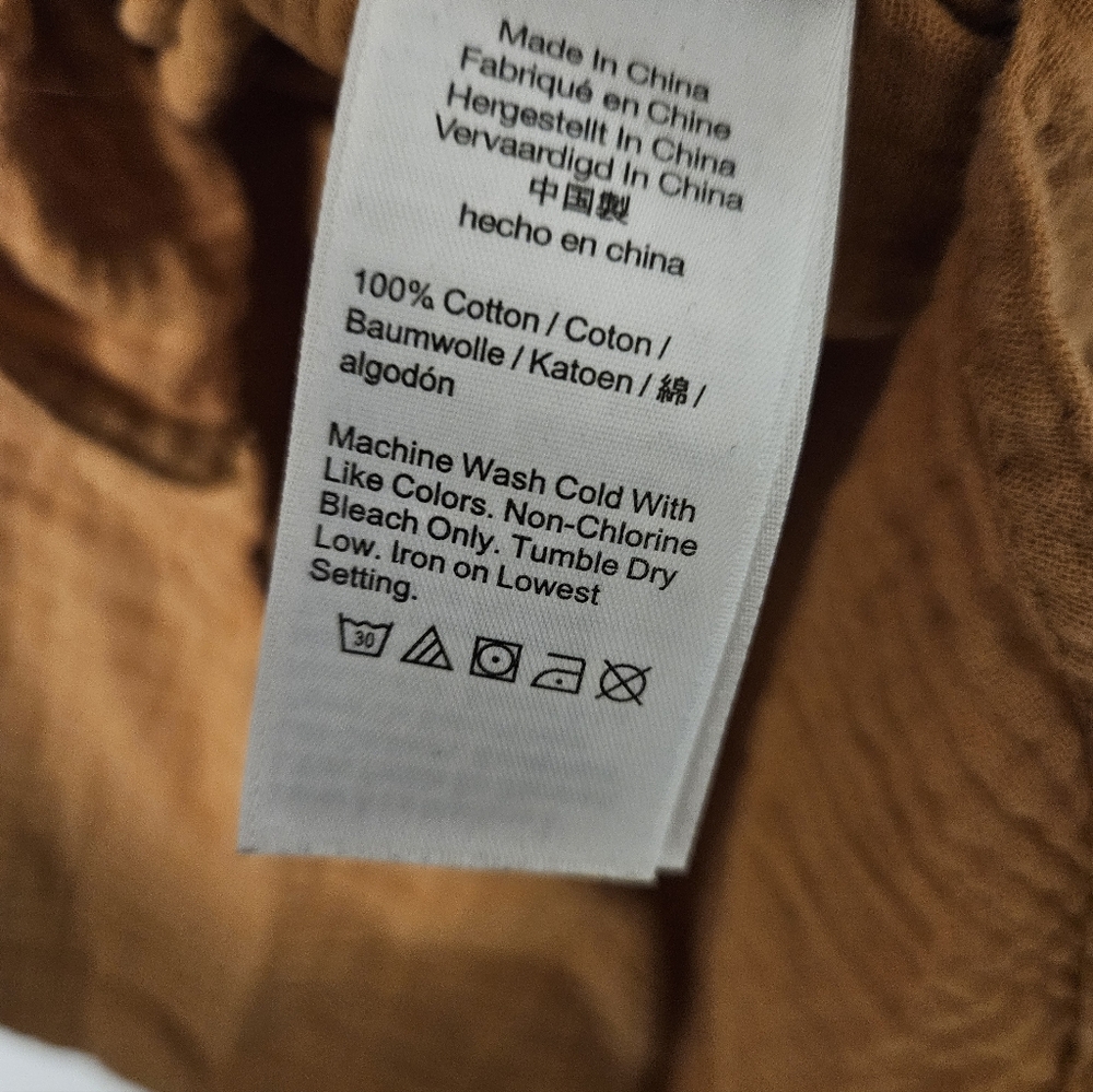J.Crew 100% cotton women's gauze button-up shirt in a rust orange color - Picture 5 of 6
